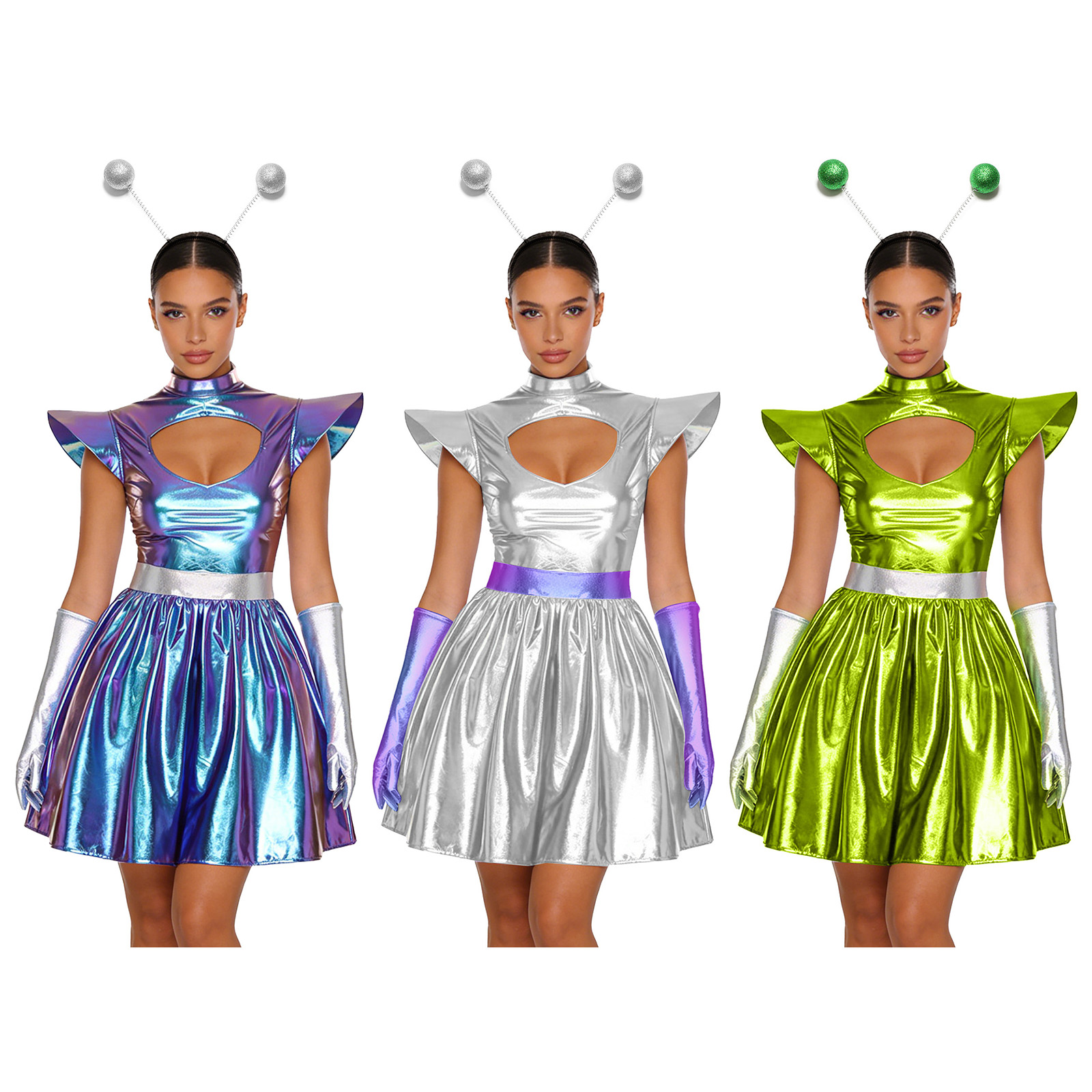 Women'S Vacation Accessories - Vrouwen Shiny Alien Outerspace Cosplay Kostuum