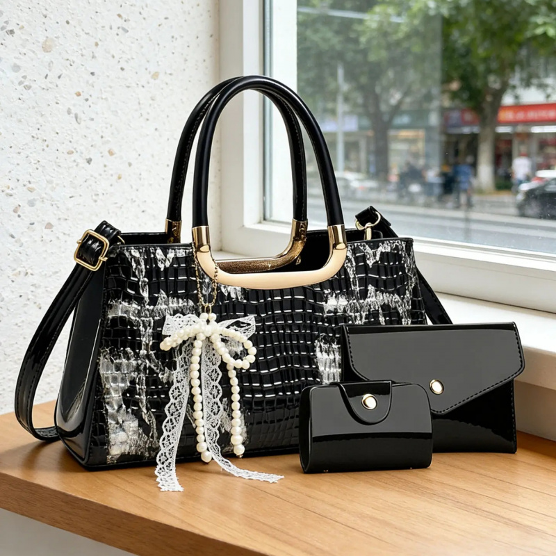 Women Accessories Bag - Dameshandtasset, avondclutch met krokodillenpatroon, feestelijke crossbody