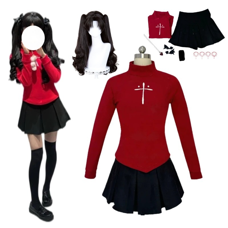 Women'S Red Accessories - Anime Tohsaka Rin Cosplay Kostuum Rode