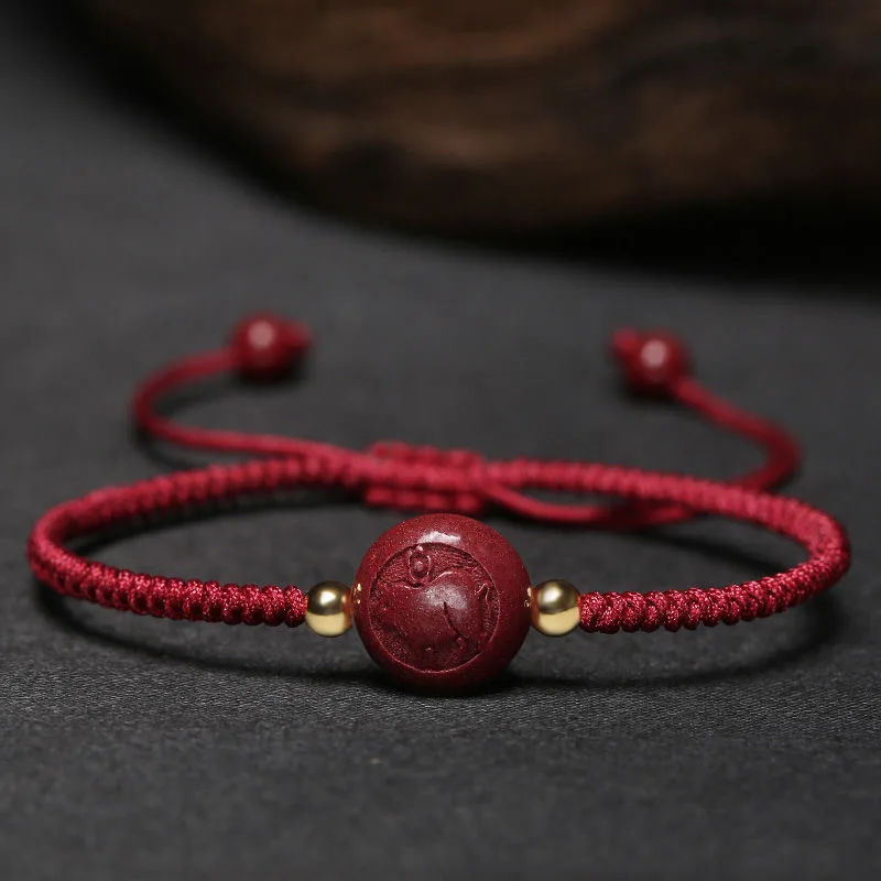 Women'S Red Accessories - Aangepaste Cinnaber Chinese Zodiac Diy Armband