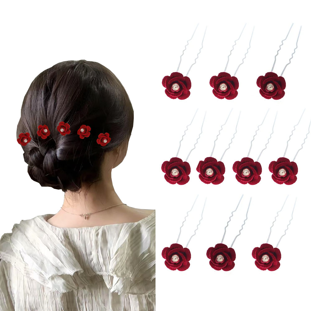 10 Stuks Rose Haaraccessoires  - Women'S Red Accessories recensie en prijs